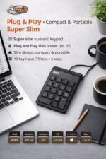 Mini USB ADMIN numeric keypad – Slim design, 19 buttons - Image 3