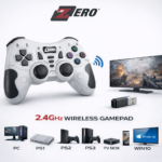 ⁦وحدة تحكم ألعاب لاسلكية ZERO-7501- بتردد 2.4 جيجاهرتز مع منفذ USB - متوافقة مع أجهزة الكمبيوتر الشخصية، وأجهزة بلاي ستيشن 1، وبلاي ستيشن 2، وبلاي ستيشن 3، وأجهزة أندرويد، وأجهزة التلفزيون الذكية، وويندوز 10⁩ - الصورة ⁦4⁩