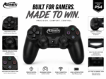 وحدة تحكم لاسلكية احترافية لجهاز بلاي ستيشن 4 (PS4/Slim/Pro/PC) مزودة بمستشعر حركة سداسي المحاور، ولوحة لمس تفاعلية، ومنفذ صوت 3.5 ملم، وخاصية اهتزاز مزدوجة - لوحة ألعاب عالية الدقة باللون الأسود الملكي - من إنتاج شركة أدمن تكنولوجي