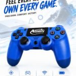 وحدة تحكم لاسلكية متطورة لجهاز بلاي ستيشن 4 (PS4/Slim/Pro) مع مستشعر حركة سداسي المحاور، لوحة لمس تفاعلية، مقبس صوت 3.5 ملم، واهتزاز مزدوج - لون أزرق ملكي جذاب - Admin Technology