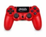 ⁦وحدة تحكم لاسلكية احترافية لجهاز بلاي ستيشن 4 (PS4/Slim/Pro/) مزودة بمستشعر حركة سداسي المحاور، ولوحة لمس تفاعلية، ومنفذ صوت 3.5 ملم، وخاصية اهتزاز مزدوجة - لوحة ألعاب عالية الدقة باللون الأحمر الملكي - من إنتاج شركة أدمن تكنولوجي⁩ - الصورة ⁦2⁩