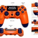وحدة تحكم لاسلكية متطورة لجهاز بلاي ستيشن 4 (PS4/Slim/Pro) مع مستشعر حركة سداسي المحاور، لوحة لمس تفاعلية، مقبس صوت 3.5 ملم، واهتزاز مزدوج - لون برتقالي ملكي جذاب - Admin Technology