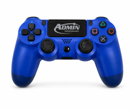 وحدة تحكم لاسلكية احترافية لجهاز بلاي ستيشن 4 (PS4/Slim/Pro/PC) مزودة بمستشعر حركة سداسي المحاور، ولوحة لمس تفاعلية، ومنفذ صوت 3.5 ملم، وخاصية اهتزاز مزدوجة - لوحة ألعاب عالية الدقة باللون الأزرق الملكي - من إنتاج شركة أدمن تكنولوجي