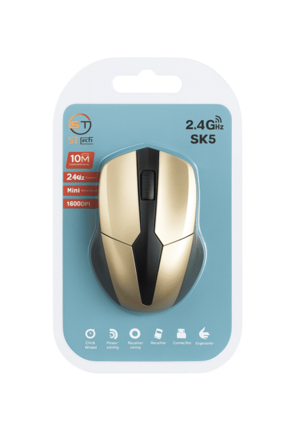 ماوس سكاي تك SK5 لاسلكي 2.4GHz – دقة 1600 DPI بتصميم مريح ميني مع مستقبل USB (مدى 10 متر)