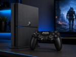 ⁦وحدة تحكم لاسلكية احترافية لجهاز بلاي ستيشن 4 (PS4/Slim/Pro/PC) مزودة بمستشعر حركة سداسي المحاور، ولوحة لمس تفاعلية، ومنفذ صوت 3.5 ملم، وخاصية اهتزاز مزدوجة - لوحة ألعاب عالية الدقة باللون الأسود الملكي - من إنتاج شركة أدمن تكنولوجي⁩ - الصورة ⁦5⁩