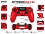 ⁦وحدة تحكم لاسلكية احترافية لجهاز بلاي ستيشن 4 (PS4/Slim/Pro/) مزودة بمستشعر حركة سداسي المحاور، ولوحة لمس تفاعلية، ومنفذ صوت 3.5 ملم، وخاصية اهتزاز مزدوجة - لوحة ألعاب عالية الدقة باللون الأحمر الملكي - من إنتاج شركة أدمن تكنولوجي⁩ - الصورة ⁦4⁩
