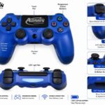 وحدة تحكم لاسلكية متطورة لجهاز بلاي ستيشن 4 (PS4/Slim/Pro) مع مستشعر حركة سداسي المحاور، لوحة لمس تفاعلية، مقبس صوت 3.5 ملم، واهتزاز مزدوج - لون أزرق ملكي جذاب - Admin Technology