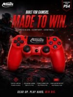 وحدة تحكم لاسلكية احترافية لجهاز بلاي ستيشن 4 (PS4/Slim/Pro/) مزودة بمستشعر حركة سداسي المحاور، ولوحة لمس تفاعلية، ومنفذ صوت 3.5 ملم، وخاصية اهتزاز مزدوجة - لوحة ألعاب عالية الدقة باللون الأحمر الملكي - من إنتاج شركة أدمن تكنولوجي