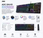 AOC GK410 RGB Mechanical Gaming Keyboard – Blue Switches – Full Size 104 Keys