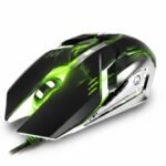 ماوس ألعاب سلكي احترافي ZR-1850 بدقة 3600 DPI وإضاءة LED خضراء