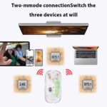 ⁦ماوس GEMAX لاسلكي شفاف قابل للشحن - بلوتوث 5.2 + 2.4GHz - DPI حتى 1600 - أبيض⁩ - الصورة ⁦4⁩