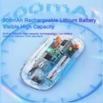 ⁦ماوس GEMAX لاسلكي شفاف قابل للشحن - بلوتوث 5.2 + 2.4GHz - DPI حتى 1600 - أبيض⁩ - الصورة ⁦3⁩