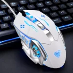 ⁦ماوس ألعاب AULA S20 RGB أبيض – 3200 DPI بتصميم مستقبلي وإضاءة LED⁩ - الصورة ⁦3⁩