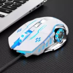 ⁦ماوس ألعاب AULA S20 RGB أبيض – 3200 DPI بتصميم مستقبلي وإضاءة LED⁩ - الصورة ⁦4⁩