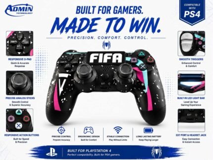 ذراع تحكم لاسلكية للألعاب متوافقة مع PlayStation 4 – إصدار FIFA بتصميم سبلاش – من