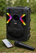⁦سبيكر محمول متعدد الوظائف AD-P61، بلوتوث، USB، TF Card، راديو FM، مدخل ميكروفون، إضاءة LED ملونة، 8 وات⁩ - الصورة ⁦7⁩