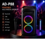 ⁦سبيكر محمول متعدد الوظائف AD-P88، بلوتوث، USB، TF Card، راديو FM، AUX، ميكروفون، إضاءة LED ملونة، 8 وات⁩ - الصورة ⁦2⁩