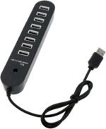 ⁦موزع بيانات SKYTECH بـ 8 منافذ USB 2.0 - موزع وموسع عالي السرعة مع كابل USB مدمج⁩ - الصورة ⁦3⁩