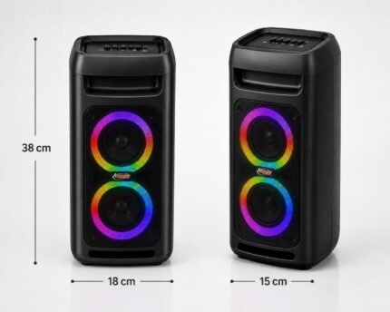 سبيكر محمول متعدد الوظائف AD-P88، بلوتوث، USB، TF Card، راديو FM، AUX، ميكروفون، إضاءة LED ملونة، 8 وات