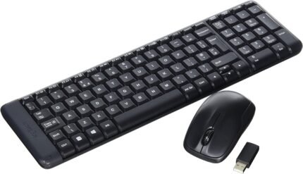 طقم كيبورد وماوس لوجيتك MK220 لاسلكي USB – أسود – عربي وإنجليزي