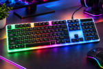 ⁦كيبورد ألعاب ADMIN AD100 سلكي USB بإضاءة متعددة الألوان وهيكل معدني – أسود⁩ - الصورة ⁦2⁩