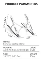 Foldable Laptop Stand, Silver - Image 4