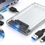 SKY TECH Transparent 2.5-Inch External HDD/SSD Enclosure – USB 3.0 Type-C SATA Drive Case